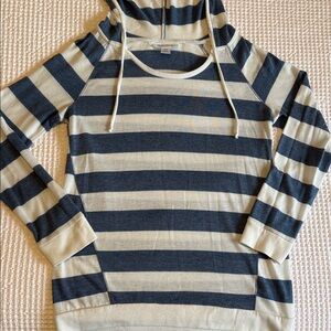 Motherhood Maternity Blue and Cream Striped Hoodie